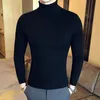 Męskie swetry 2023 Koreańskie Slim Solid Color Turtleeck Sweater Męs