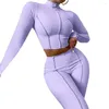 Tweedelige broek van dames 2 pc's/set trendy dames sportpak vaste kleur oefening kontliftige slanke fit crop top