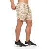 Herr shorts mens 2 i 1 kamouflage gym fitness träning snabb torr korta byxor manlig sommar avslappnad lös strand crossfit bottnar