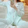 Frauen Nachtwäsche Fdfklak Koreanische Pyjama Set Langladel -Langarm -Hemd Hose Anzug Frühling Herbst Home Clothes Loungewear Schlaf Pijamas