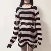Panels pour femmes Karrram Punk Gothic Sweater emo Tops E-Girls Mall Goth Pullovers Y2K HARAJUKU GRUNGE Vêtements alt Dark Aesthetic Striped Choters 230817
