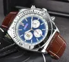 Sub Dial Work Automatic Date Men Stopwatch horloges luxe heren echte lederen band Quartz Movement Clock Lumious Super Bright Popular Watch Relogio Masculino