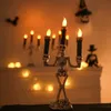 Candele hanno guidato il cranio di Halloween Candlestick Scheletro senza fiamme Candele Holror Props Halloween Decoration Haunted House Decor 230817