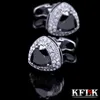 Cuff Links KFLK Jewelry shirt cufflinks for men's Brand Crystal Black Cuffs links Buttons High Quality Luxury Wedding Groom guests 230818