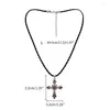 Anhänger Halskette Vintage Barock Christliche Halskette für Frauen Mann schwarzes Seil mit Kristallen Gothic Crucifix Symbol Unisex Schmuck Schmuck