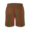 Short shorts placar de verão placa vertical listrado esportes de surf vermelho e verde padrão calça curta Turncos de natação seca rápida plus size