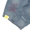 Jeans da uomo ricamo a gambo a gamba a gamba a gamba a gamba dritta harajuku lettere harajuku lettere casuali semplici jeans larghi y2k pantaloni 230817