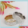 Anillos de banda Fashion SCEOLDE INOXIDERO 5 filas Color de oro Cristal para mujeres Accesorios de Jelwery Papeh Rzytk Drop entrega de joyería Dhbkv