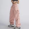 Pantaloni da donna Streetwear Pantaloni cargo Donne sciolte corse dritte ad alta vita hip hop hip hop femminile pancia da tasca