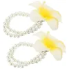 Charm Armband Apparel Pearl Wrist Chain Women smycken Artificial Plumeria Armband Hawaiian Costume Accessory