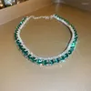 Necklace Earrings Set Trendy Luxury Sets For Women Charm Green Crystal Choker Bride Wedding Party Jewelry Accessories