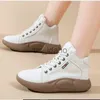 Klänningskor Nya plattformshälar Casual Sport Women Shoes Flats Running Pu Leather Sneakers Woman Autumn New Thick Soe Up Mujer Zapatos J230818