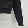 2023 FW Women's Sweaters Knits Designer Tops With Letter Pattern Runway Brand Designer Crop Top Wool Shirt High End Elasticity Lapel Neck Cardigan Outwear Knitwear