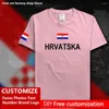 メンズTシャツクロアチアhrvatskaクロアチアンコットンシャツカスタムジャージーファン名ブランドロゴファッションヒップホップルーズカジュアルTシャツHRV