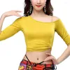 Stage Wear Belly Dance Bandage Front Cross Top Costume Daily Practice Clothes Slim Blouse For Female Bellydancing Exotic Dancewear