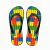 Aangepaste vrouwen flats huis slipper 3D tetris print zomer mode strand sandalen voor slippers vrouw dames slippers rubber slippers s3yk#