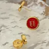 Brand Designer MiuMiu Fashion Disk Red Enamel Letter M Earrings Simple and Exquisite Fashionable Earrings and Earrings Valentine's Day gifts Accessories Jewelry