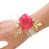 Flores decorativas meninas Meninas Dama de honra Festa de baile de casamento Boutonniere Cetin Rose Pulparele