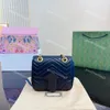 2023 Klasyczne kobiety marmont torebki mini torba na ramię solidny kolor damski portfel w kształcie litery V 4-kolorowy design skórzany