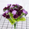 Juldekorationer En bukett Pueple Rose Artificial Decorative Flower Diy Wedding Home Room Table Decoration