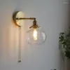 Lampes murales Nordic Pull Chain Sconce Retro Bedroom Bedside Lamp Bathroom Mirror Light Escalier en laiton