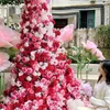 装飾花 2.5 メートル造花壁ピンク赤ローズアジサイ屋外結婚式の背景の装飾床花行 Po 小道具