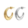 Hoop Earrings Stainless Steel Crescent Smooth For Women OL Holiday Party Gift Fashion Jewelry Ear Accessories AE067