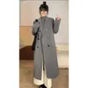 Trench-Coats féminins 2023 Earnom Automne Send Send Send Long Grey Suit Veste Tempérament de banlieue lâche Style Colle