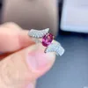 Cluster anneaux Meibapj Natural Red Garnet Gemstone Gemstone Trendy Simple Ring for Women Real 925 STERLING Silver Charm Fine Bijoux
