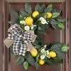 Decorative Flowers Wreaths With Artificial Lemons Fake Floral Ring Wreath Little Daisy Spring Summer Simulation Front Door Decor ZZ