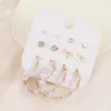 Stud -oorbellen 6 paren/sets Charm Jewelry Crystal For Women Vintage Circle Love Sets Pendientes Mujer