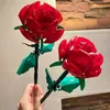 블록 MOC 로맨틱 로즈 플라워 빌딩 블록 3D 모델 식물 정원 DIY 화분 포팅 된 벽돌 Fomantic Illustration Kit Girl Gift 10803 230817