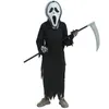 Specjalne okazje Halloween horror krzyczący kostium ducha Kid Straszna czarna szata Ubierz diabeł ciemny posłańca kosmy cosplay maska ​​230818