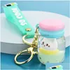 Keychains Lanyards Personality Floating Kitten Surfing Cat Drifting Bottle Lady Handbag Car Key Chain Pendant Children Gift Toy Drop Dhfel