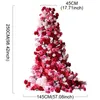 Decorative Flowers 2.5m Artificial Flower Wall Pink Red Rose Hydrangea Outdoor Wedding Backdrop Decor Floor Floral Row Po Props