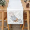 Table Runner Christmas Snowflakeembroidered fausse laine Table Coureurs de Noël chauds blancs arbre de Noël Faux Fur Noël décoration 230817