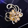 Brooches European And American Pin Micro-inlaid Water Drop Zircon Brooch Flower Corsage Women's Clothing Accessories