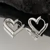 Orecchini a cerchio 925 Ago d'argento Korean Love Heart Earrings for Women Girls Party Wedding Gioielli Gift EH087