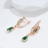 Dangle Earrings Wbmqda Fashion Emerald Drop For Women 585 Rose Gold Color With White Natural Zircon Fine Crystal Flower Jewelry Gifts