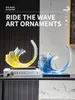 Decoratieve objecten Figurines Unieke ornamenten Creative Sea Wave Sculpture eetkamer decoratie accessoires transparante hars art 230817