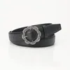 Cinture Crystal Buckle PU per donna Luxury Rhinestone rotondo Elegante Black Solid Jeans Decoration Belt Women Belt