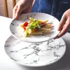 Plates Black And White Marble Plate Dinner Ceramic Creative Square Round Dinnerware Household Rice Bowl Tableware Nordic Dishes