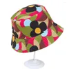 Berets Skomplikowane wydruku nerkowca Lucky Flower Linen Style Caps Fisherman's Outdoor Shop Osobowość Ochrona przeciwsłoneczna Panama Bucket Hats F254