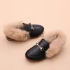 Baskets hiver kids chaussures pelues fur girl princesse cuir chaussures toddlers chauds baby girls mods mode plats casucaux 2130 noir rouge j230818