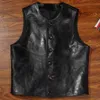 Mäns västar Old Fashion Motorcykel Mens Cowhide Vest Coat Japanese Designer Summer Fashion Retro Tank Waistcoat For Man Streetwear S 4XL 230817