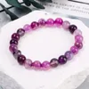 Strand Natural Stone Striped Agate Beaded Bracelet Veins Agates Personalized Versatile Round Gem Elastic Rope Handmade Jewelry