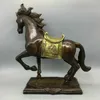 装飾的なオブジェクト置物145インチアンティーク古い中国の青銅器金色の王王朝戦争馬の成功ラッキー像230817