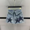 Skirts Womens Star Patch Denim Harajuku Korean Casual Chic Fashion Girls Y2k Summer Kawaii Aline Mini Jeans Skirt P1045 230817