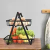 Food Storage Organization Sets 2Tier Metal Fruit Basket Portable Kitchen Countertop Shelf Rack for Fruits Vegetables Household Cosmetic Toiletries 230817