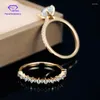 Clusterringen Vintage 5x8 mm PEAD GESNEMEN DIAMOND 14K WIT GOUD MOISSANIET RING Bruiloft Bridale sieraden Set